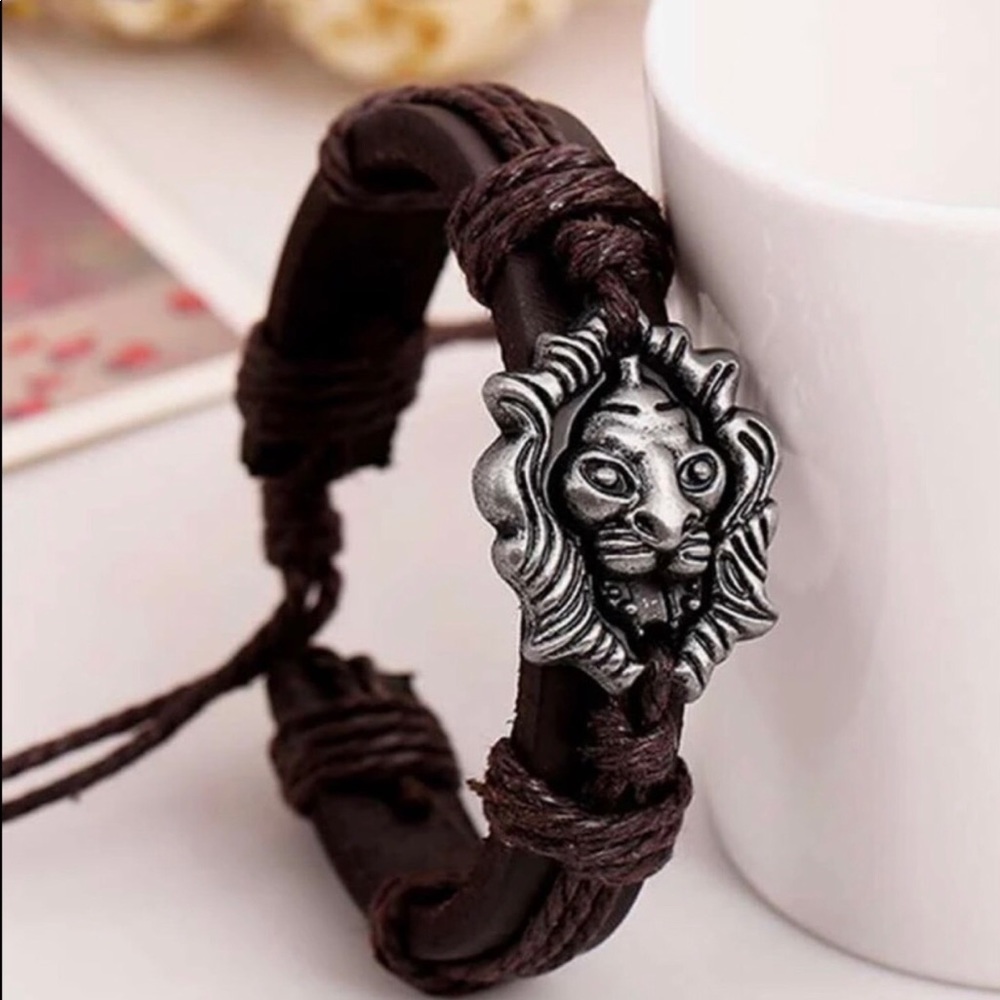 Mens woven leather bracelet